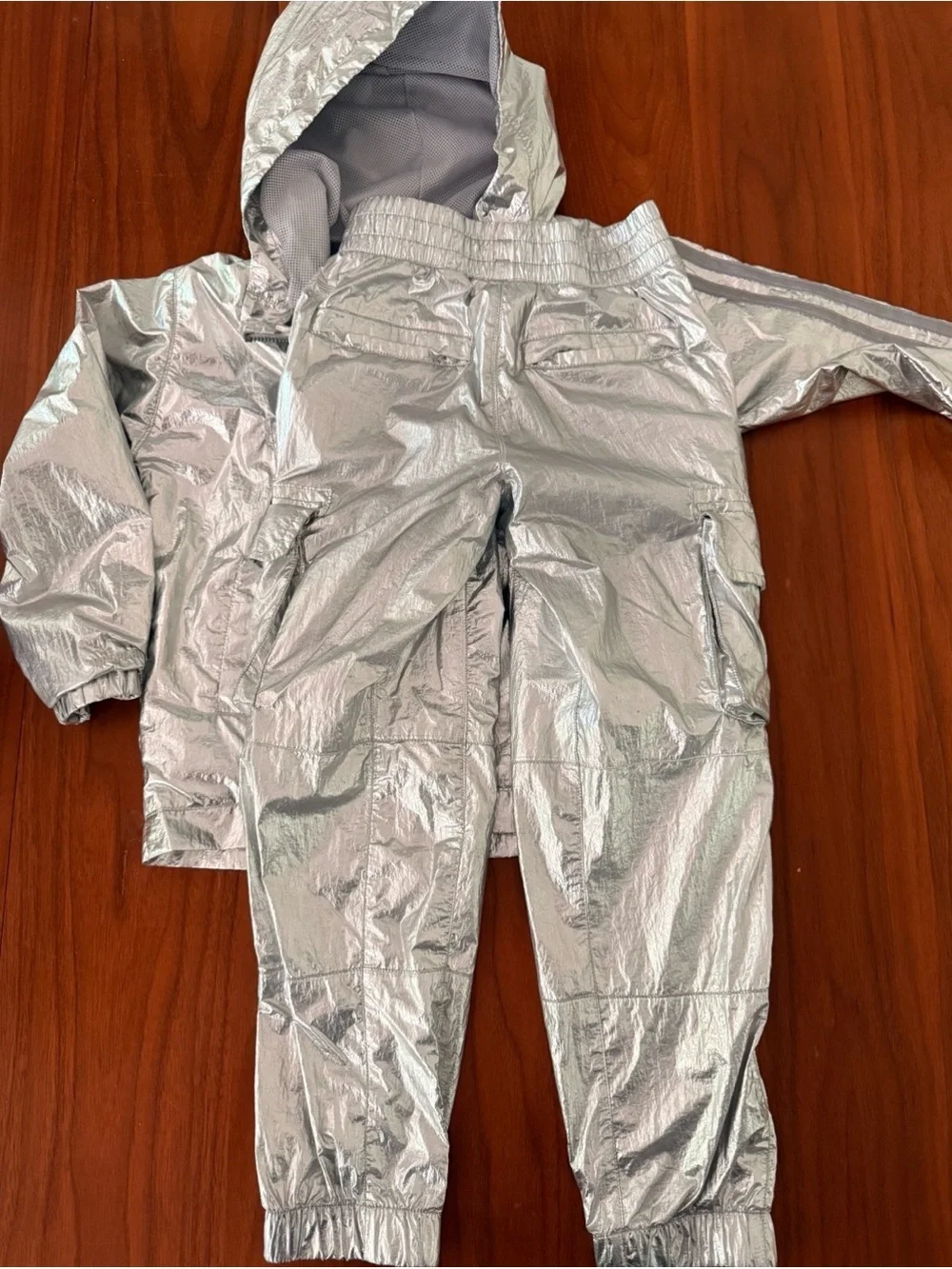 IVY PARK Metallic Silver Hooded Windbreaker Jacket